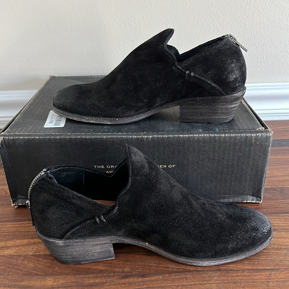 Frye Carson Shootie Black Suede Back Zipper Ankle Boots 7M - Picture 4 of 9